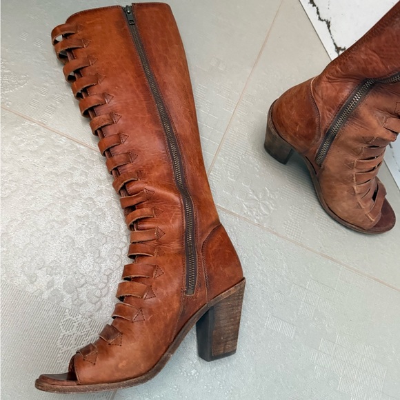 Frye Brown Heeled Gladiator Boots - Picture 4 of 7